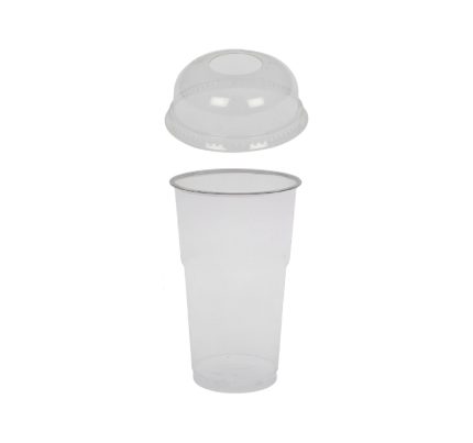 Čaša rPet 300 ml prozirna tvrde sa žigom za poklopcem d=78 mm (komplet)