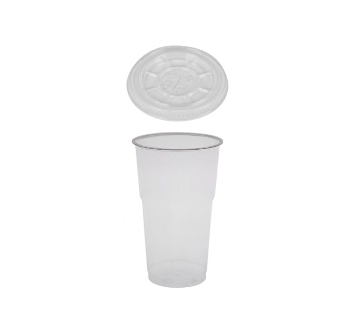 Čaša rPet 300 ml prozirna tvrde sa žigom za poklopcem d=78 mm (komplet)