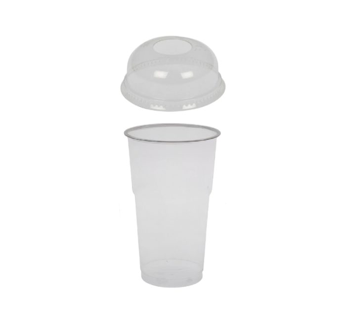 Čaša rPet 300 ml prozirna tvrde sa žigom za poklopcem d=78 mm (komplet)