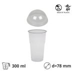 Čaša rPet 300 ml prozirna tvrde sa žigom za poklopcem d=78 mm (komplet)
