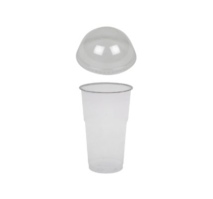 Čaša rPet 300 ml prozirna tvrde sa žigom za poklopcem d=78 mm (komplet)