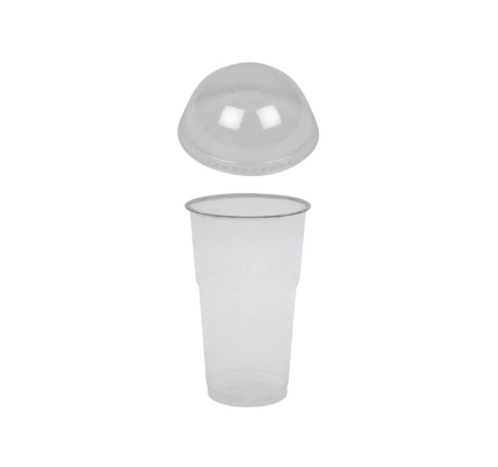 Čaša rPet 300 ml prozirna tvrde sa žigom za poklopcem d=78 mm (komplet)