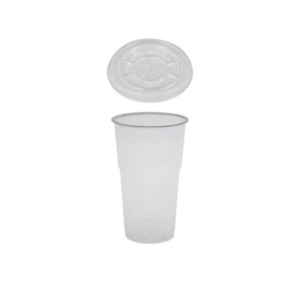 Čaša rPet 300 ml prozirna tvrde sa žigom za poklopcem d=78 mm (komplet)