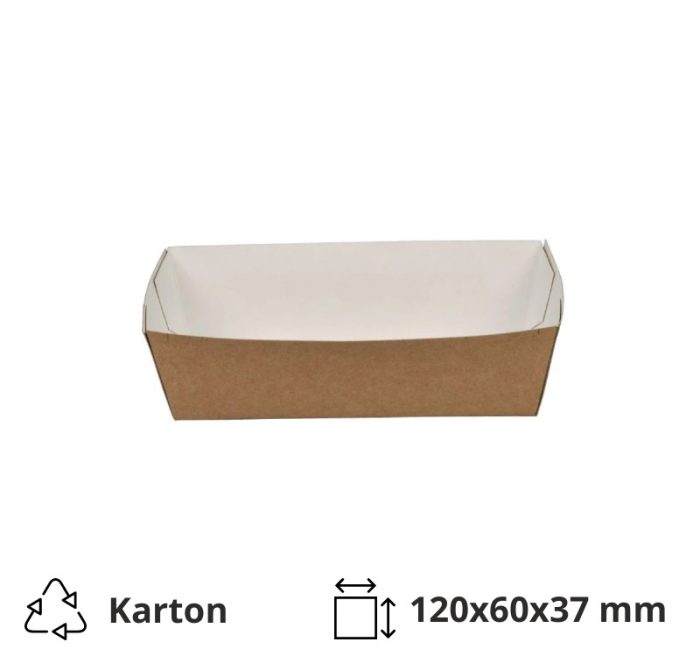 Papirnata plitica 132x73x37mm (gornje dimenzije) kraft 90 kos