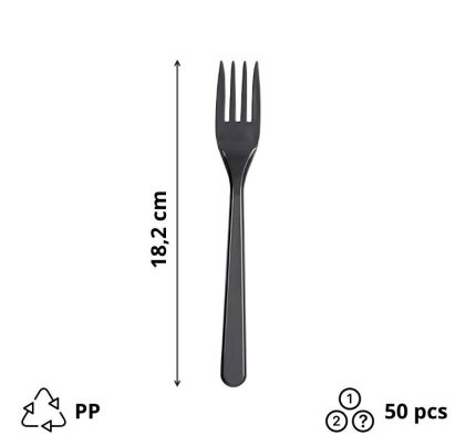 Plastična vilica PP 18,2 cm tamno siva 50 kom