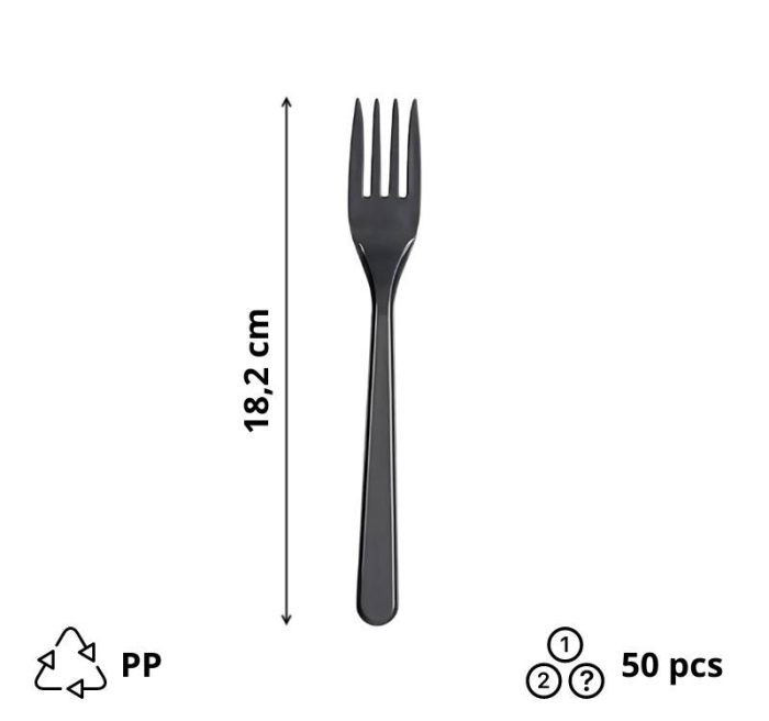 Plastična vilica PP 18,2 cm tamno siva 50 kom