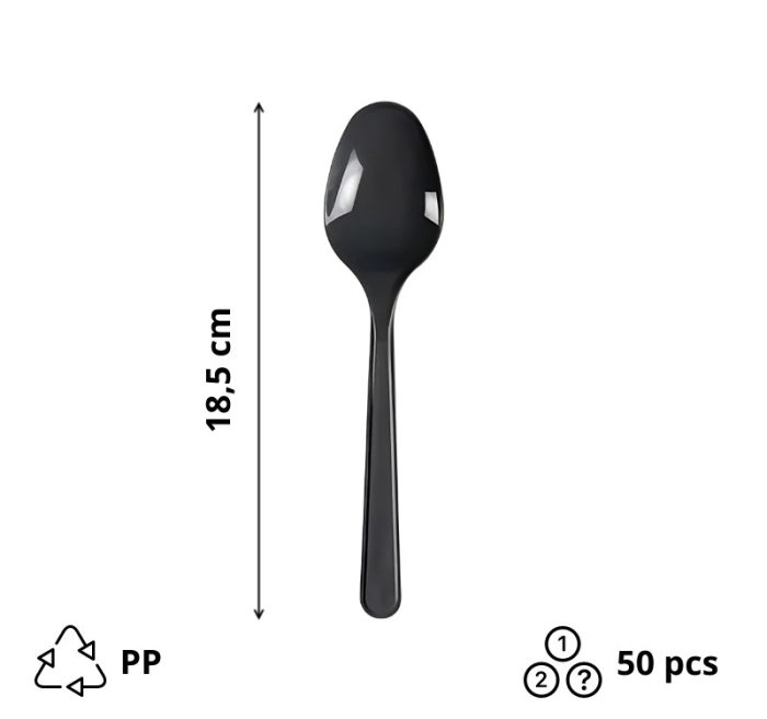 Plastična žlica PP 18,5 cm tamno siva 50 kom