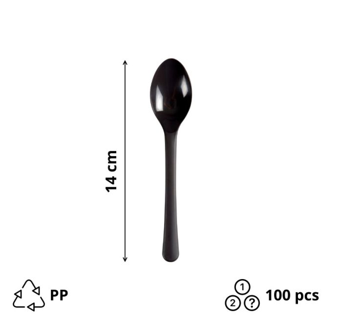 Plastična žlica PP 14 cm tamno siva 100 kom