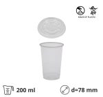Čaša rPet 200 ml prozirna tvrde sa žigom za poklopcem d=78 mm 50 kom (komplet)