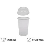 Čaša rPet 200 ml prozirna tvrde sa žigom za poklopcem d=78 mm 50 kom (komplet)