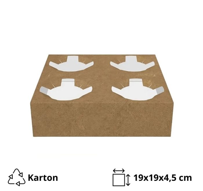 Držač za 4 čaše 19x19x4.5 cm kraft 50 kom