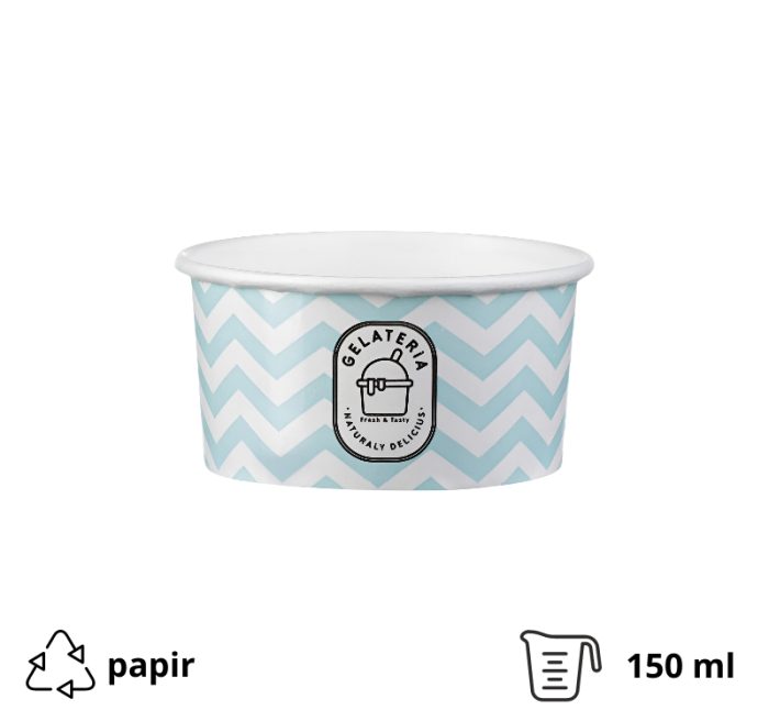 Papirnata skodelica150 ml (5oz) d=85 mm, h=44 mm ZIG ZAG aquamarine  50 kom