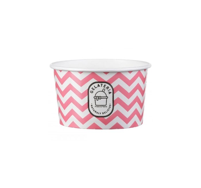 Papirnata skodelica 180 ml (6oz)  d=88 mm, h=54 mm ZIG ZAG magenta 50 kom