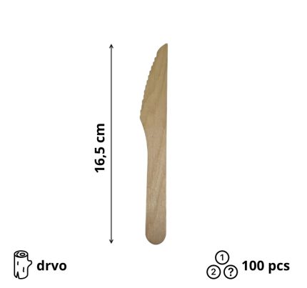 Dreveni nož 165 mm 100 kom