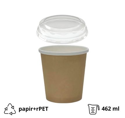 Papirnata posuda za juhu za poklopcem 440 ml d=93.5mm kraft, 60 kom (komplet)