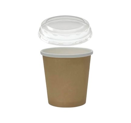 Papirnata posuda za juhu za poklopcem 440 ml d=93.5mm kraft, 60 kom (komplet)