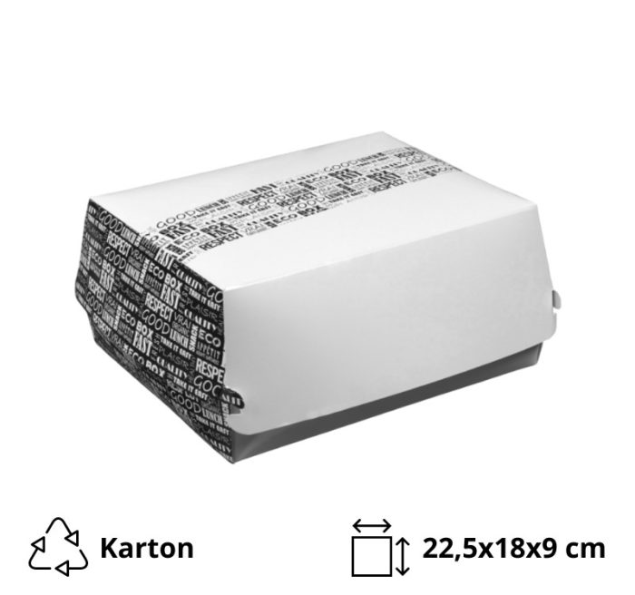 Kutija za hamburger 225x180x90 mm, Black&White 50 kom