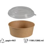 Posoda papirnata 1100 (1300) ml d=190 mm h=66 mm, kraft, za poklopcem, 50 kom (komplet)
