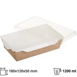 Papirnata posuda 1200 ml 180x120x50 mm kraft za poklopcem, 100 kom