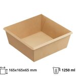 Papirnata posuda OneClick 1250 ml  165x165 mm, h=65 mm kraft, bez poklopca 50 kom