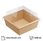 Papirnata posuda 1250 ml OneClick kraft 165×165 mm, h=65 mm za poklopcem, 50 kom (komplet)