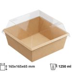 Papirnata posuda 1250 ml OneClick kraft 165x165 mm, h=65 mm za poklopcem, 50 kom (komplet)
