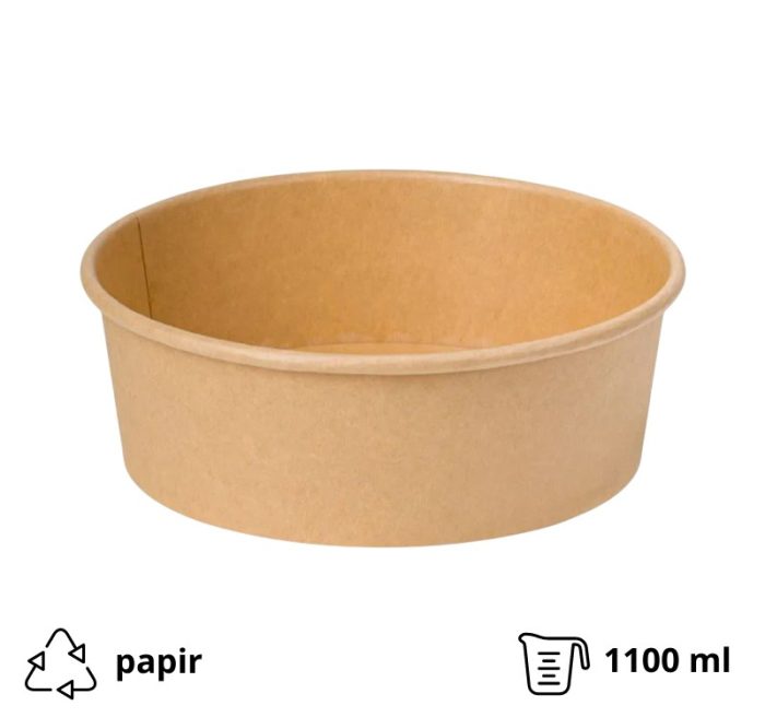 Papirnata posuda 1300 ml d=185 mm kraft, bez poklopca 50 kom