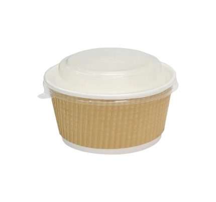 Papirnata posuda Tambien ECO 380 ml d=110 mm h=60 mm valoviti kraft, točkasta za poklopcem, 50 kom (komplet)