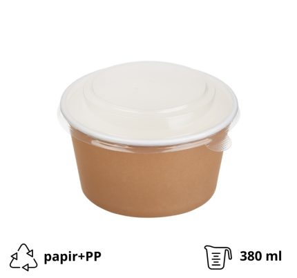 Posuda papirnata Tambien ECO 380ml d=110 mm, h=60mm Kraft, s poklopcem, 50 kom (komplet)