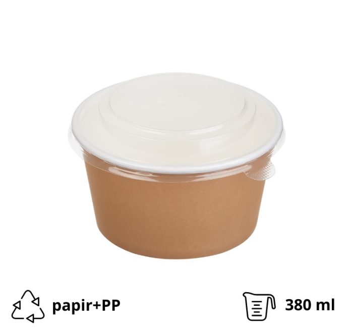 Posuda papirnata Tambien ECO 380ml d=110 mm, h=60mm Kraft, s poklopcem, 50 kom (komplet)