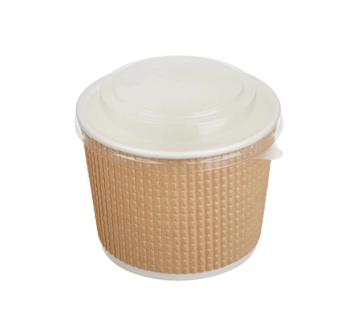 Papirnata posuda Tambien ECO 520 ml d=110 mm h=84,5 mm valoviti kraft, točkasta, za poklopcem, 50 kom (komplet)