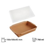 Papirnata posuda 750 ml 150x100x45 mm total kraft, za poklopcem, 50 kom (komplet)