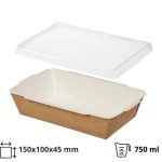 Papirnata posuda 750 ml 150х100х45 mm kraft za poklopcem, 50 kom (komplet)