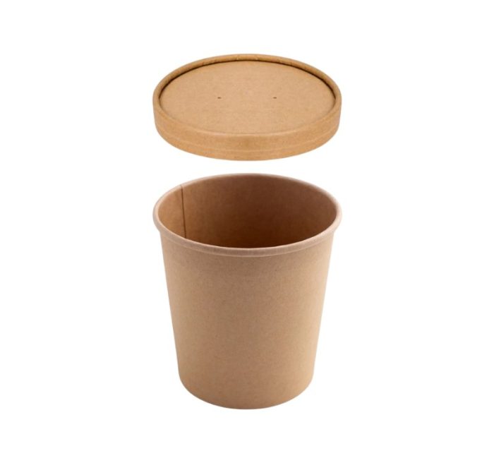 Papirnata posuda za poklopcem 900 ml d=115 mm h=135 mm, kraft, 50 kom (komplet)
