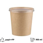 Papirnata posuda za poklopcem 900 ml d=115 mm h=135 mm, kraft, komplet, 50 kom