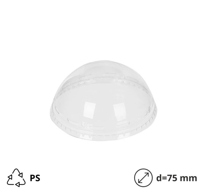 Poklopac PS za papirnatu posudu 130 ml kupola bez otvora d=75 mm 50 kom [50 kom/pak]