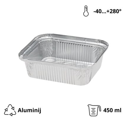 Alu posuda 450 ml 146x121x40 mm 100 kom