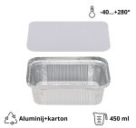 Alu posuda za poklopcem 450 ml 146x121x40mm, 100 kom (komplet)