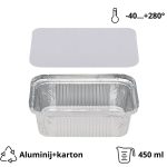 Alu posuda za poklopcem 450 ml 146x121x40mm, 100 kom (komplet)