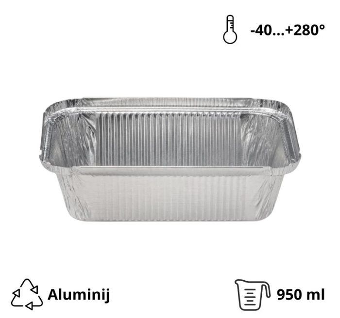 Alu posuda 900 ml 202x137x50 mm 100 kom