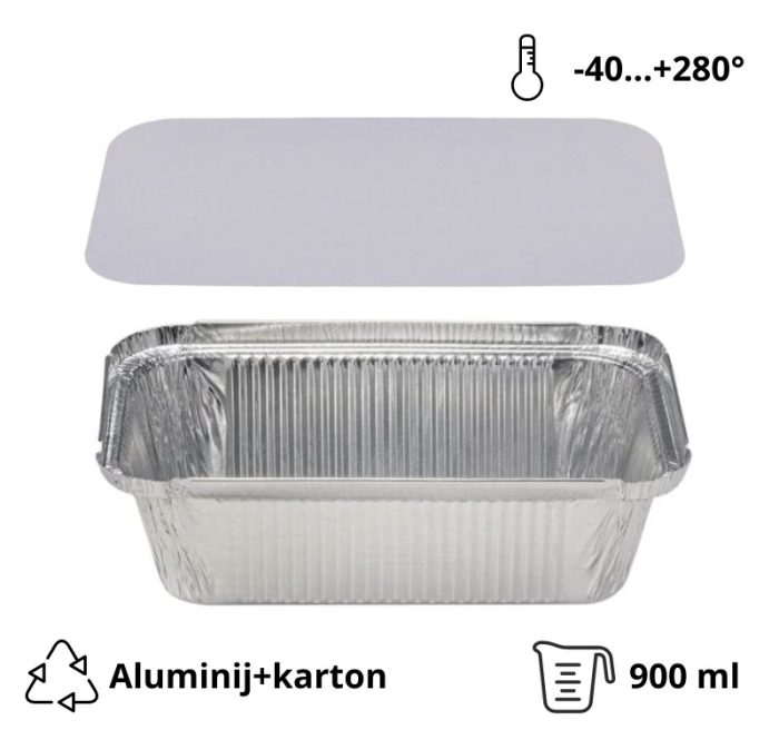 Alu posuda za poklopcem 900 ml 202x137x50mm, 100 kom (komplet)
