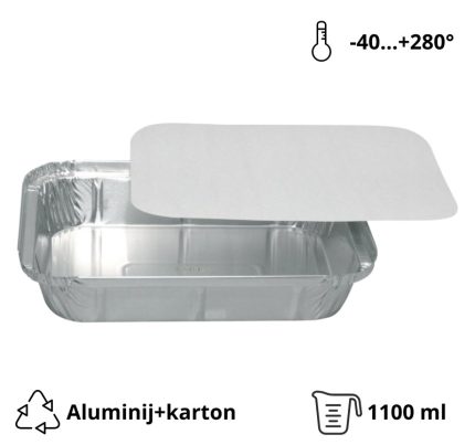Alu posuda 1100 ml za poklopcem 227x174x42 mm, 100 kom (komplet)