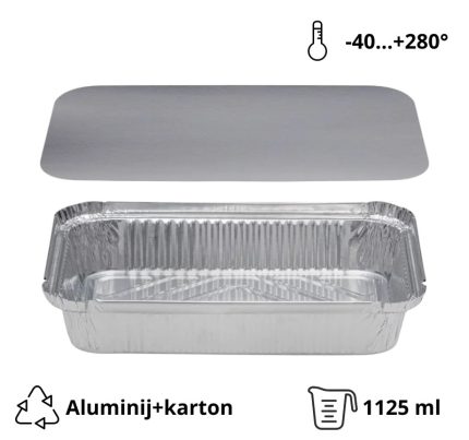Alu posuda za poklopcem 1125 ml 247x147x45mm (komplet)