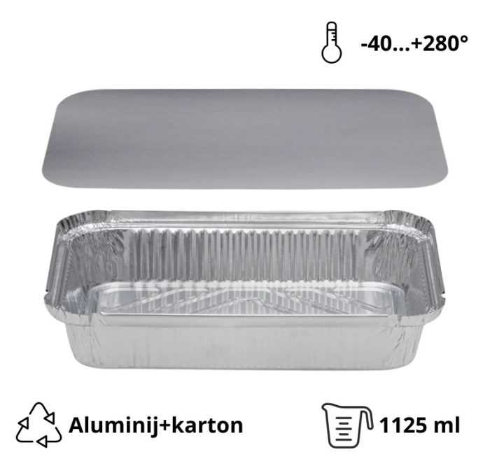 Alu posuda za poklopcem 1125 ml 247x147x45mm, 100 kom (komplet)