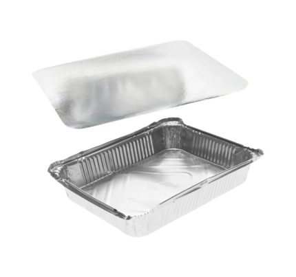 Alu posuda 322x255x51mm, 3180ml s poklopcem, 100 kom (komplet)