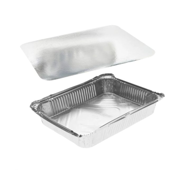 Alu posuda 322x255x51mm, 3180ml s poklopcem, 100 kom (komplet)