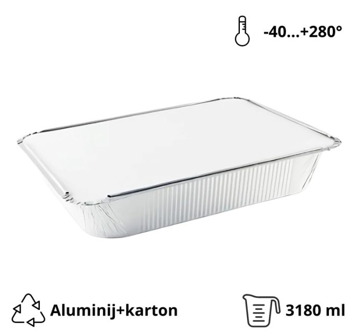 Alu posuda za poklopcem 3180 ml 322x260x50mm (komplet)