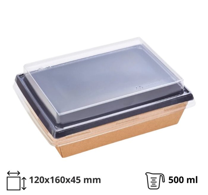Papirnata posuda OneClick Bottom 500/bBLACK (art.OCbot500/bBL) za poklopcem (komplet)
