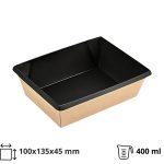Papirnata posuda OneClick 400 ml, 100х135x45mm, kraft/crna, bez poklopca 50 kom