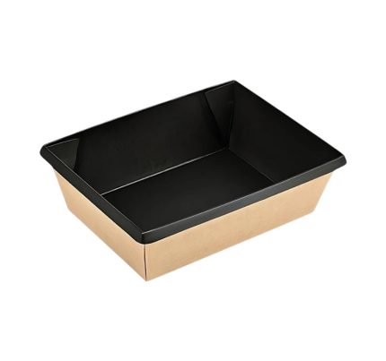 Papirnata posuda OneClick 400 ml, 100х135x45mm, kraft/crna, bez poklopca 50 kom